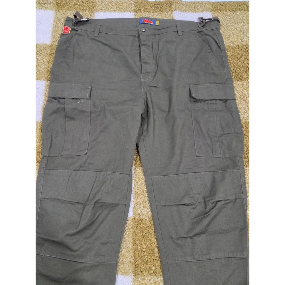Gnu Guru Relax Cargo Pants Mens 40 Olive Green Utility Workwear Straight Leg